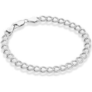 925 Sterling Silver Curb Chain Bracelet Italian Double Link Bracelet for Women M